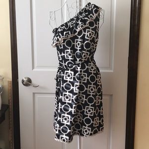 MudPie One Shoulder Geometric Patterned Dress - Size Medium